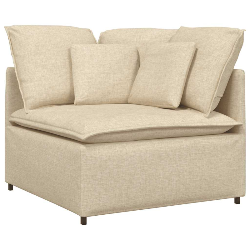 Modulares Sofa mit Fußhocker Kissen Stoff Creme