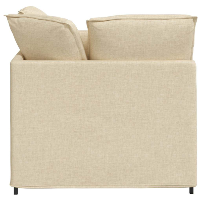 Modulares Sofa mit Fußhocker Kissen Stoff Creme