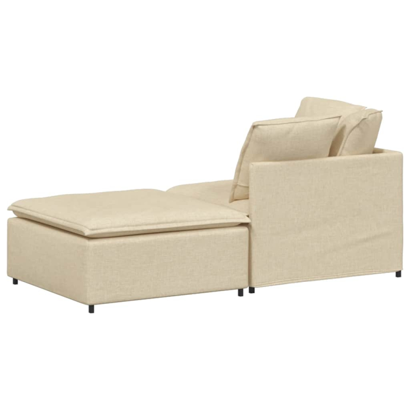 Modulares Sofa mit Fußhocker Kissen Stoff Creme