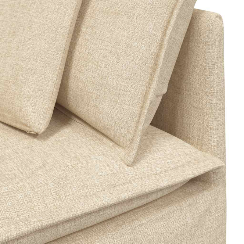 Modulares Sofa mit Fußhocker Kissen Stoff Creme