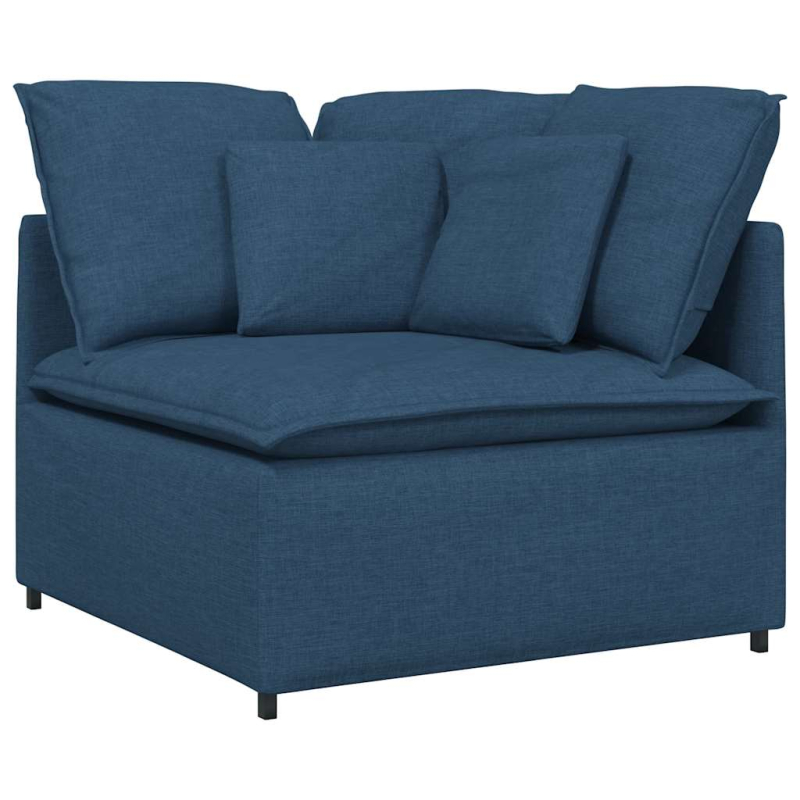 Modulares Sofa mit Fußhocker Kissen Stoff Blau