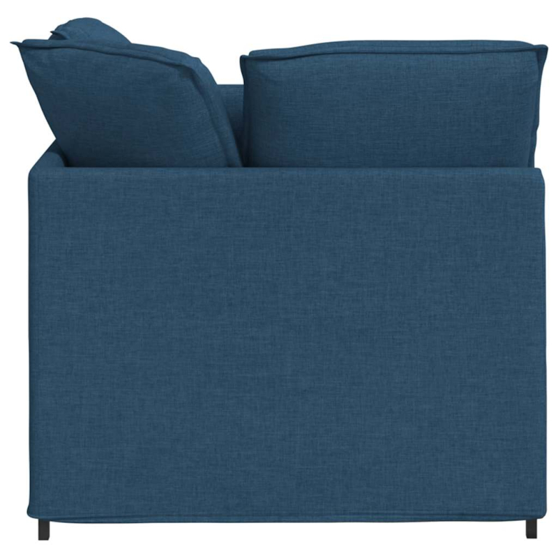 Modulares Sofa mit Fußhocker Kissen Stoff Blau