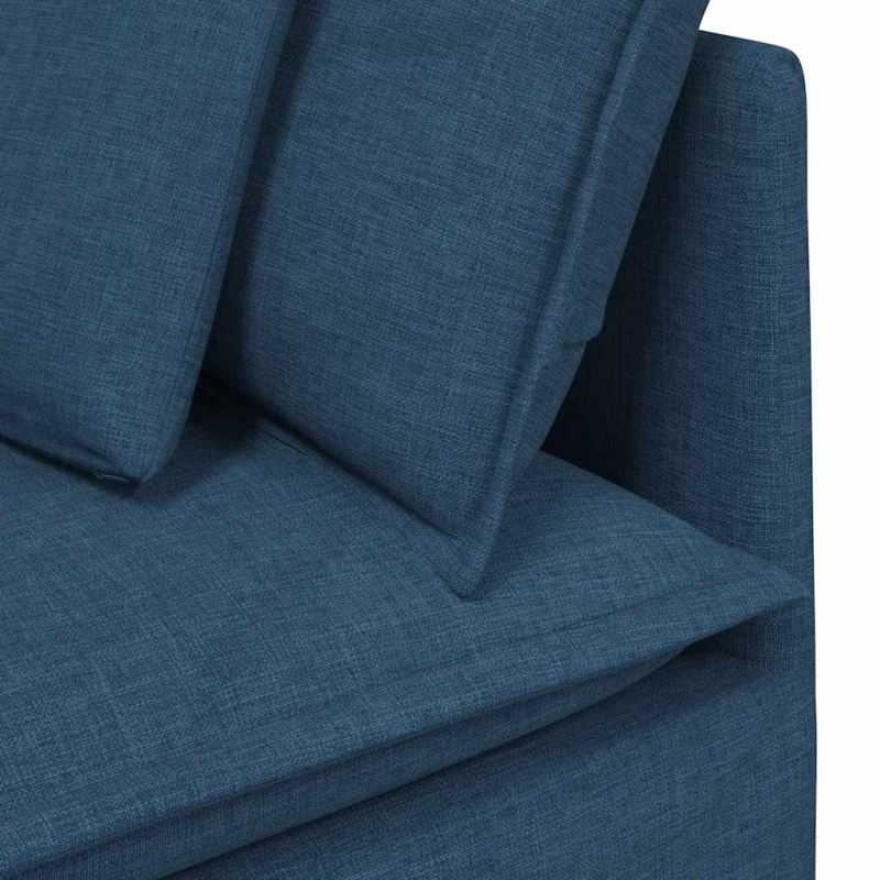 Modulares Sofa mit Fußhocker Kissen Stoff Blau