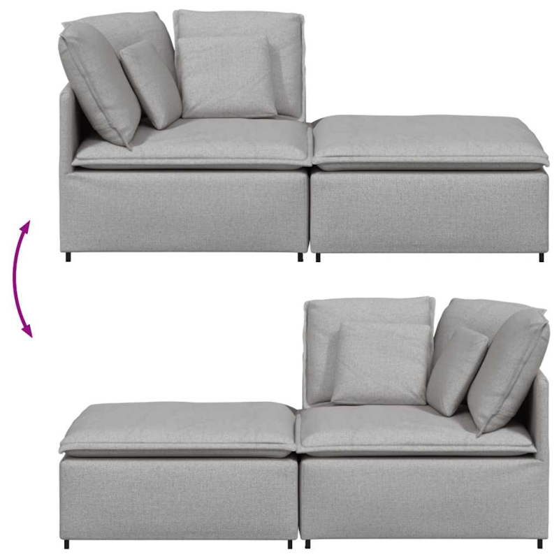 Modulares Sofa mit Fußhocker Kissen Stoff Wolkengrau