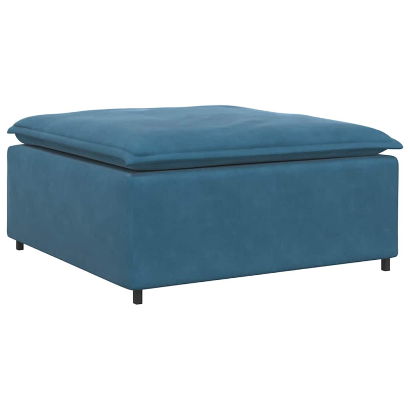 Modulares Sofa mit Fußhocker Kissen Samt Blau
