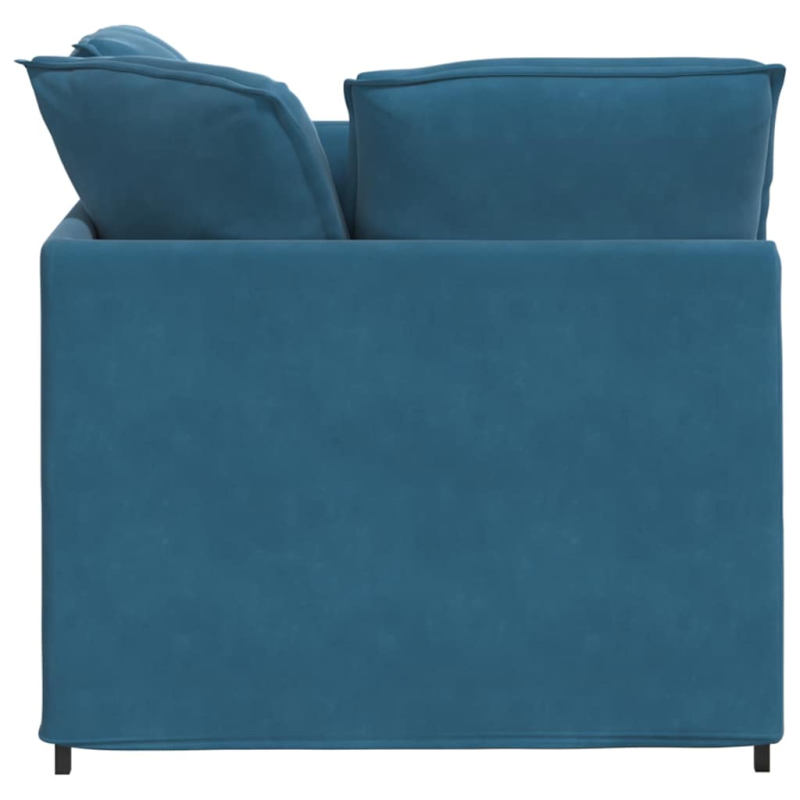 Modulares Sofa mit Fußhocker Kissen Samt Blau