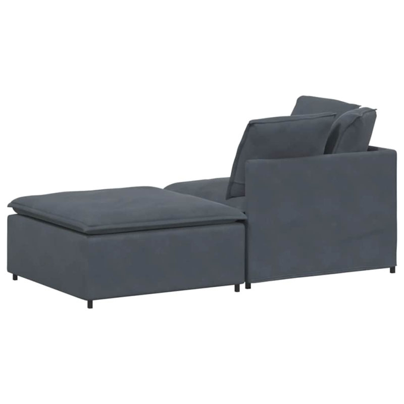 Modulares Sofa mit Fußhocker Kissen Samt Dunkelgrau