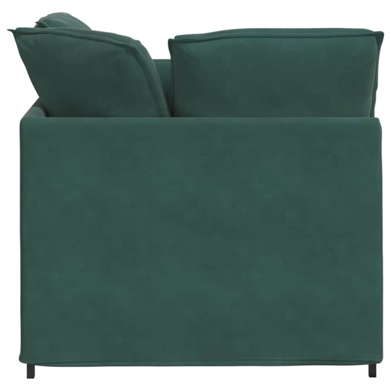 Modulares Sofa mit Fußhocker Kissen Samt Dunkelgrün