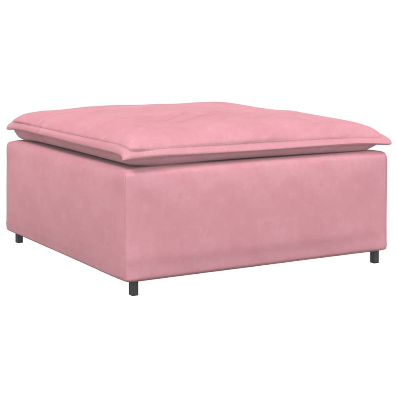Modulares Sofa mit Fußhocker Kissen Samt Rosa
