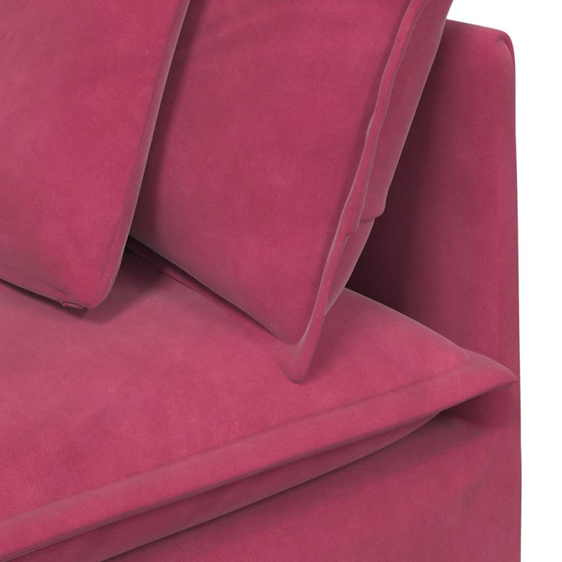 Modulares Sofa mit Fußhocker Kissen Samt Weinrot