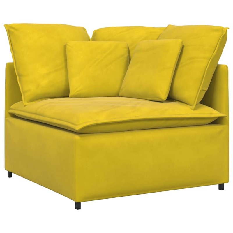 Modulares Sofa mit Fußhocker Kissen Samt Gelb