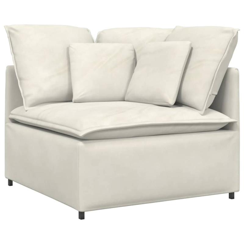 Modulares Sofa mit Fußhocker Kissen Samt Cream