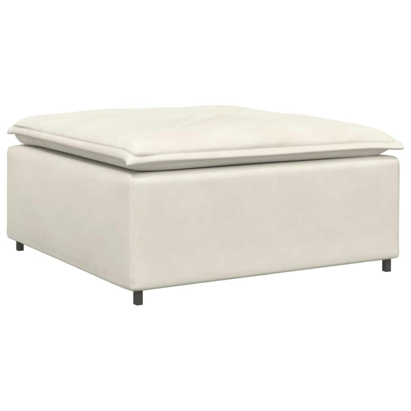 Modulares Sofa mit Fußhocker Kissen Samt Cream