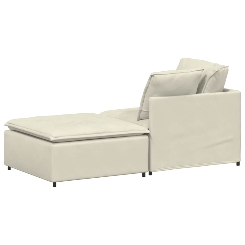 Modulares Sofa mit Fußhocker Kissen Samt Cream