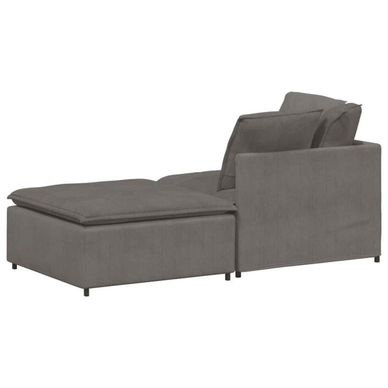 Modulares Sofa mit Fußhocker Kissen Cordstoff Hellgrau