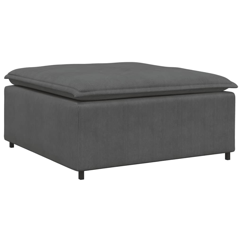 Modulares Sofa mit Fußhocker Kissen Cordstoff Dunkelgrau