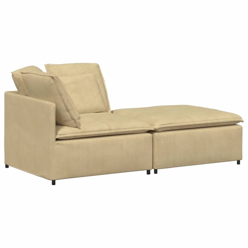 Modulares Sofa mit Fußhocker Kissen Cordstoff Hellgrün Grau