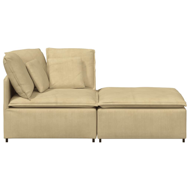Modulares Sofa mit Fußhocker Kissen Cordstoff Hellgrün Grau
