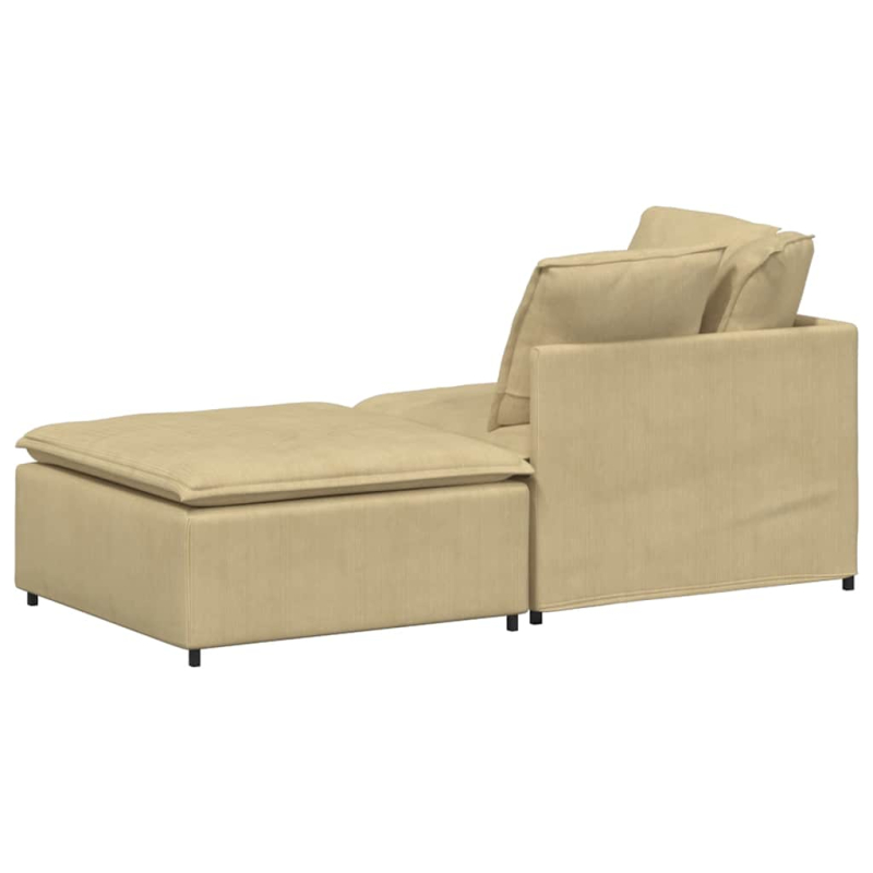 Modulares Sofa mit Fußhocker Kissen Cordstoff Hellgrün Grau
