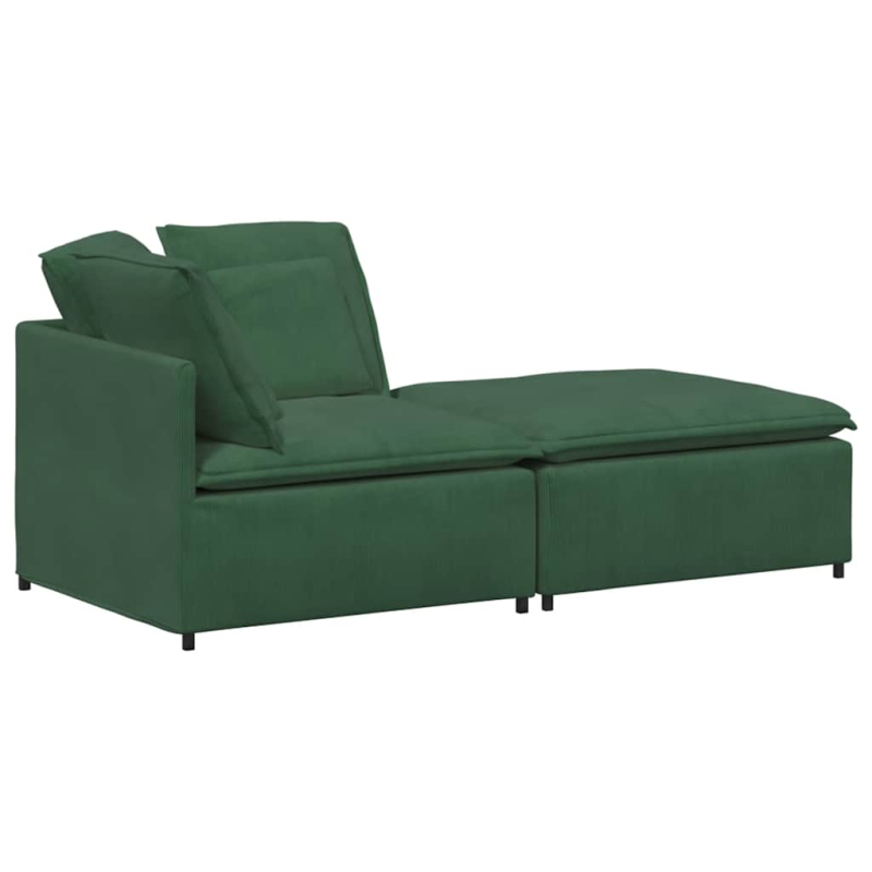 Modulares Sofa mit Fußhocker Kissen Cordstoff Dschungelgrün