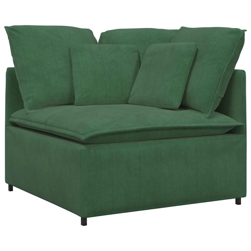 Modulares Sofa mit Fußhocker Kissen Cordstoff Dschungelgrün