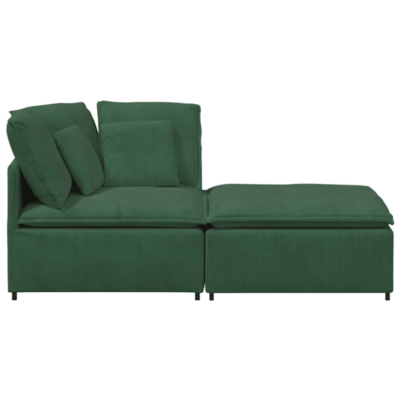 Modulares Sofa mit Fußhocker Kissen Cordstoff Dschungelgrün