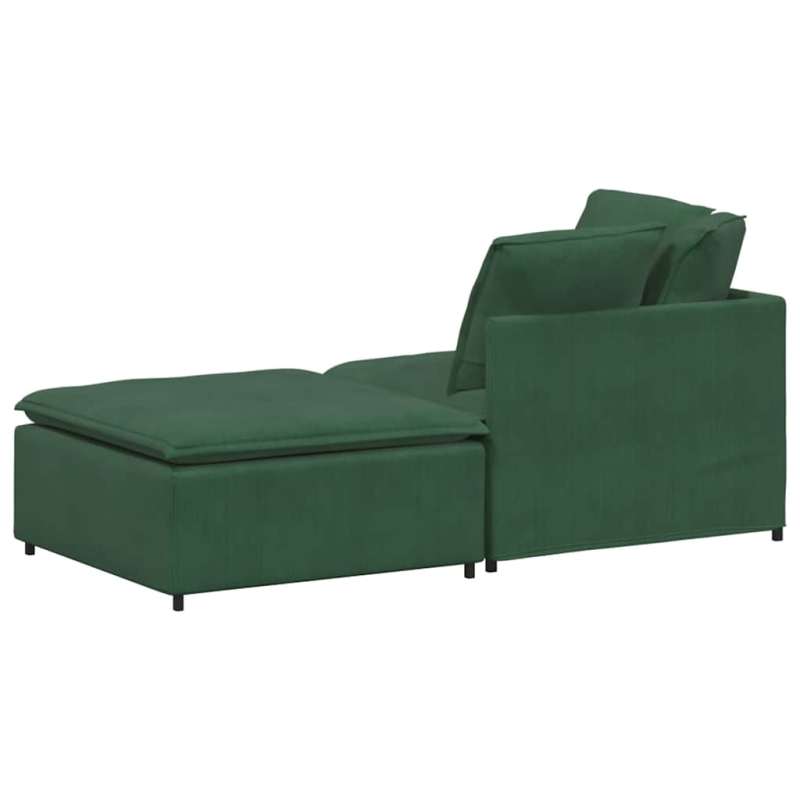 Modulares Sofa mit Fußhocker Kissen Cordstoff Dschungelgrün