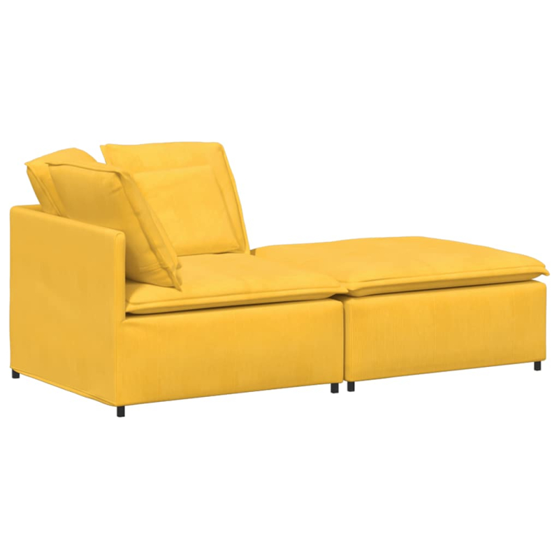 Modulares Sofa mit Fußhocker Kissen Cordstoff Hellgelb