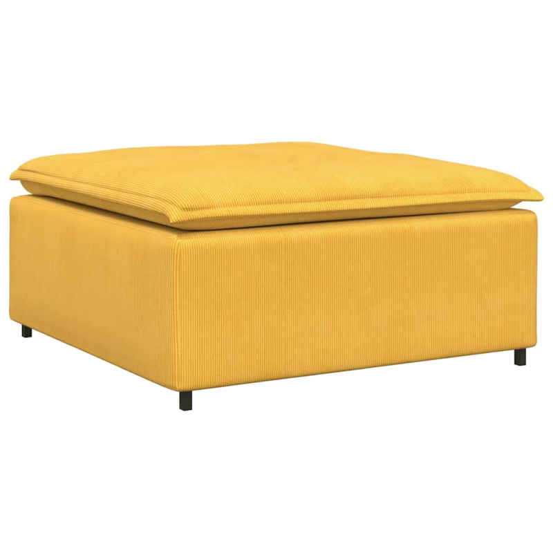 Modulares Sofa mit Fußhocker Kissen Cordstoff Hellgelb