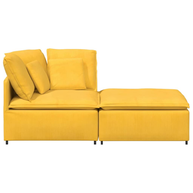 Modulares Sofa mit Fußhocker Kissen Cordstoff Hellgelb