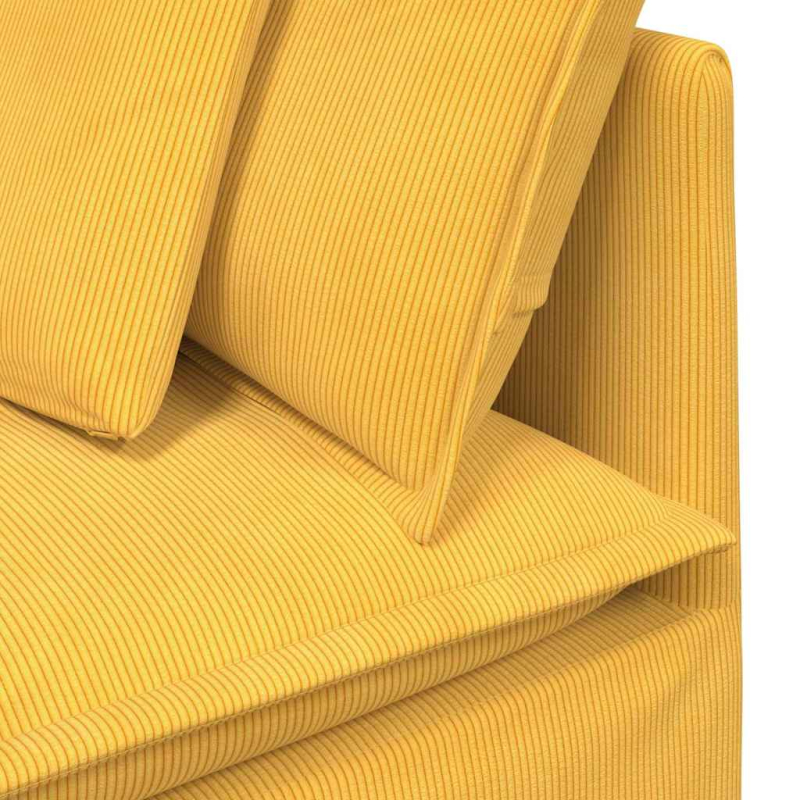 Modulares Sofa mit Fußhocker Kissen Cordstoff Hellgelb