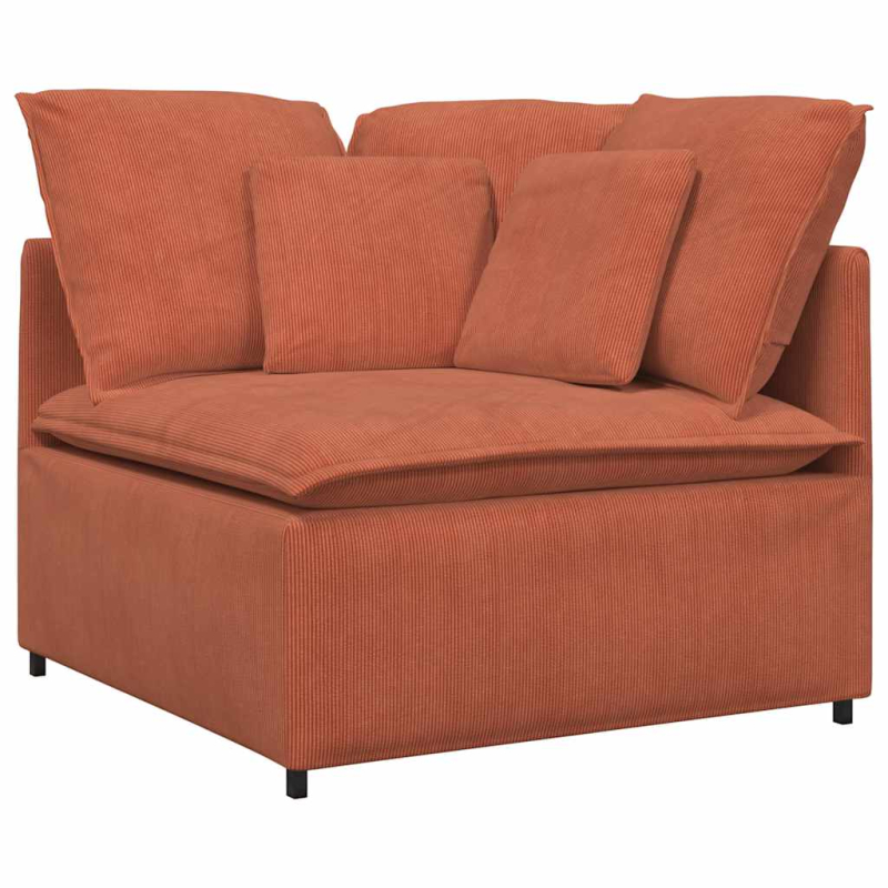 Modulares Sofa mit Fußhocker Kissen Cordstoff Rot Orange