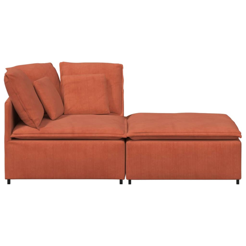 Modulares Sofa mit Fußhocker Kissen Cordstoff Rot Orange