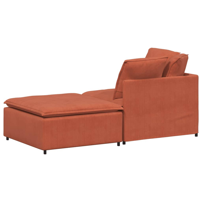 Modulares Sofa mit Fußhocker Kissen Cordstoff Rot Orange