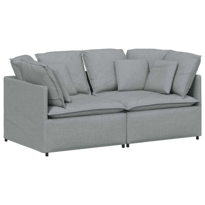 Modulares Sofa mit Kissen Stoff Hellgrau