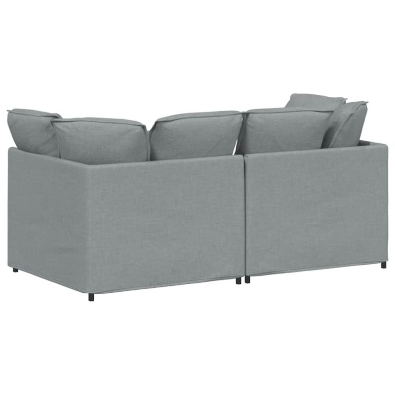 Modulares Sofa mit Kissen Stoff Hellgrau