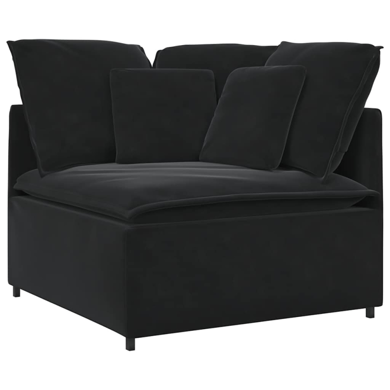 Modulares Sofa mit Kissen Samt Schwarz