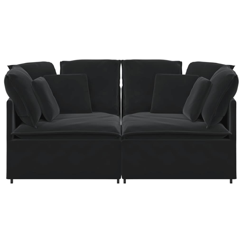 Modulares Sofa mit Kissen Samt Schwarz