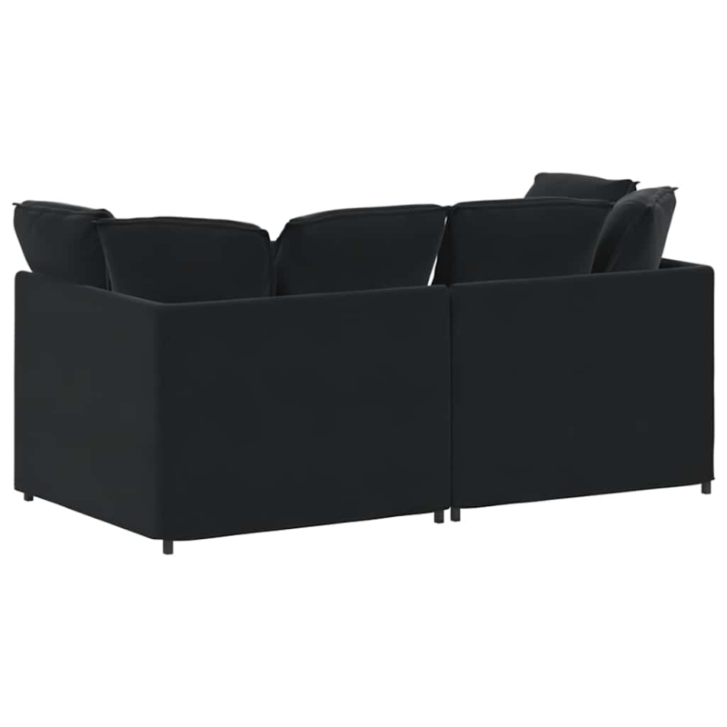 Modulares Sofa mit Kissen Samt Schwarz