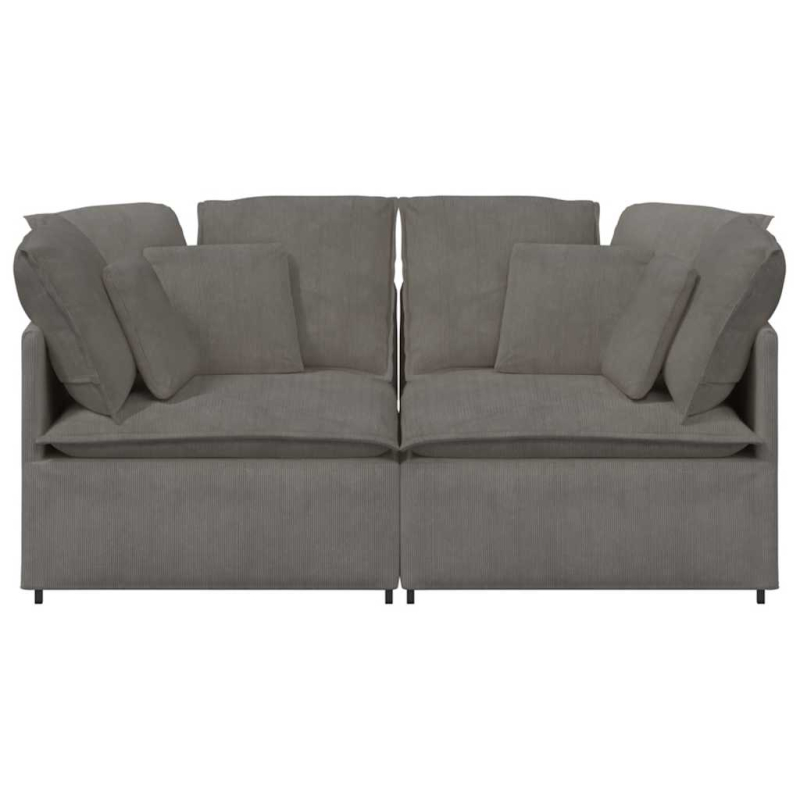Modulares Sofa mit Kissen Cordstoff Hellgrau