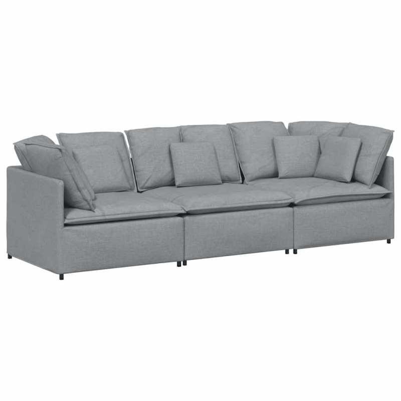 Modulares Sofa mit Kissen Stoff Hellgrau