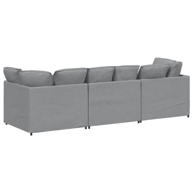 Modulares Sofa mit Kissen Stoff Hellgrau