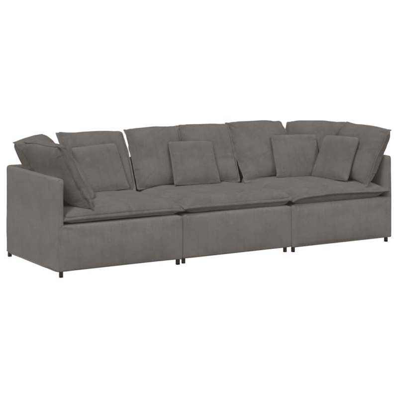 Modulares Sofa mit Kissen Cordstoff Hellgrau