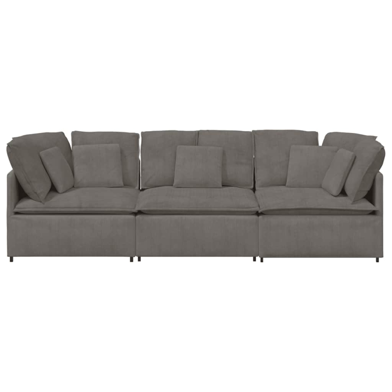 Modulares Sofa mit Kissen Cordstoff Hellgrau