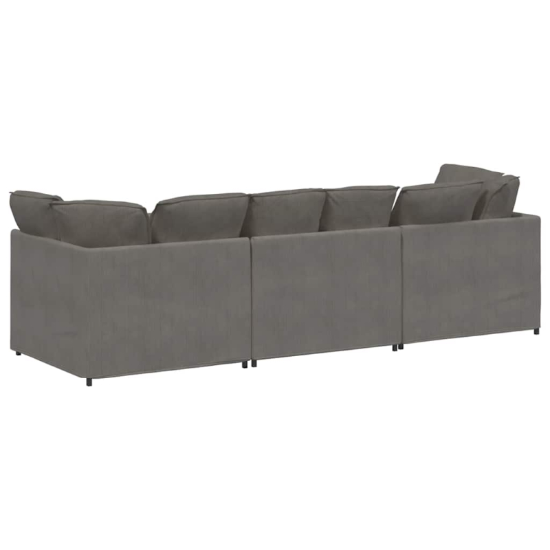 Modulares Sofa mit Kissen Cordstoff Hellgrau