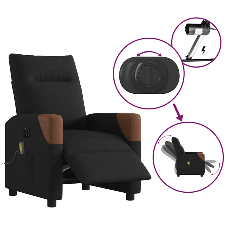 Massagesessel Elektrisch Schwarz Stoff