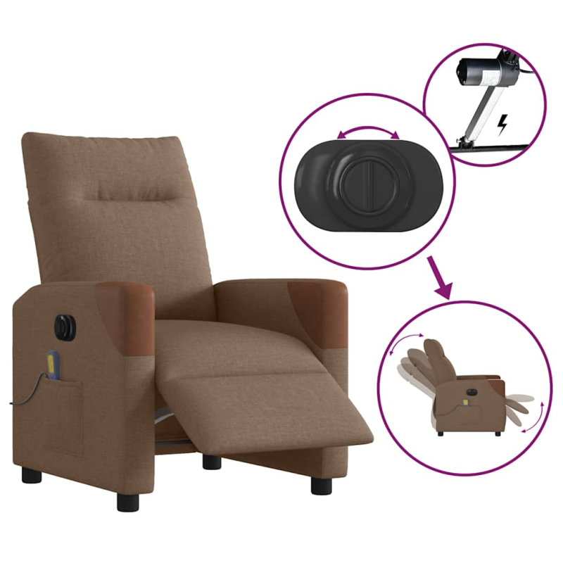 Massagesessel Elektrisch Braun Stoff