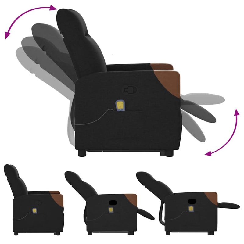 Massagesessel mit Aufstehhilfe Schwarz Stoff