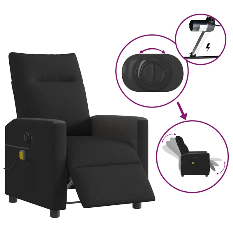 Massagesessel Elektrisch Schwarz Stoff
