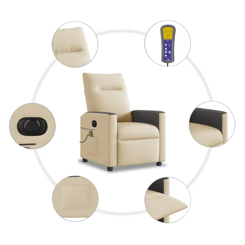 Massagesessel Elektrisch Creme Stoff